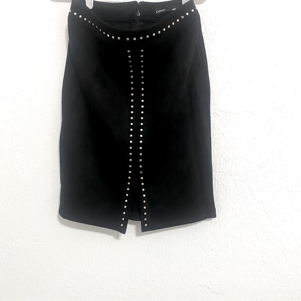 Catherine Malandrino Women’s Faux Leather with Gold Sequins Pencil Skirt Size 2